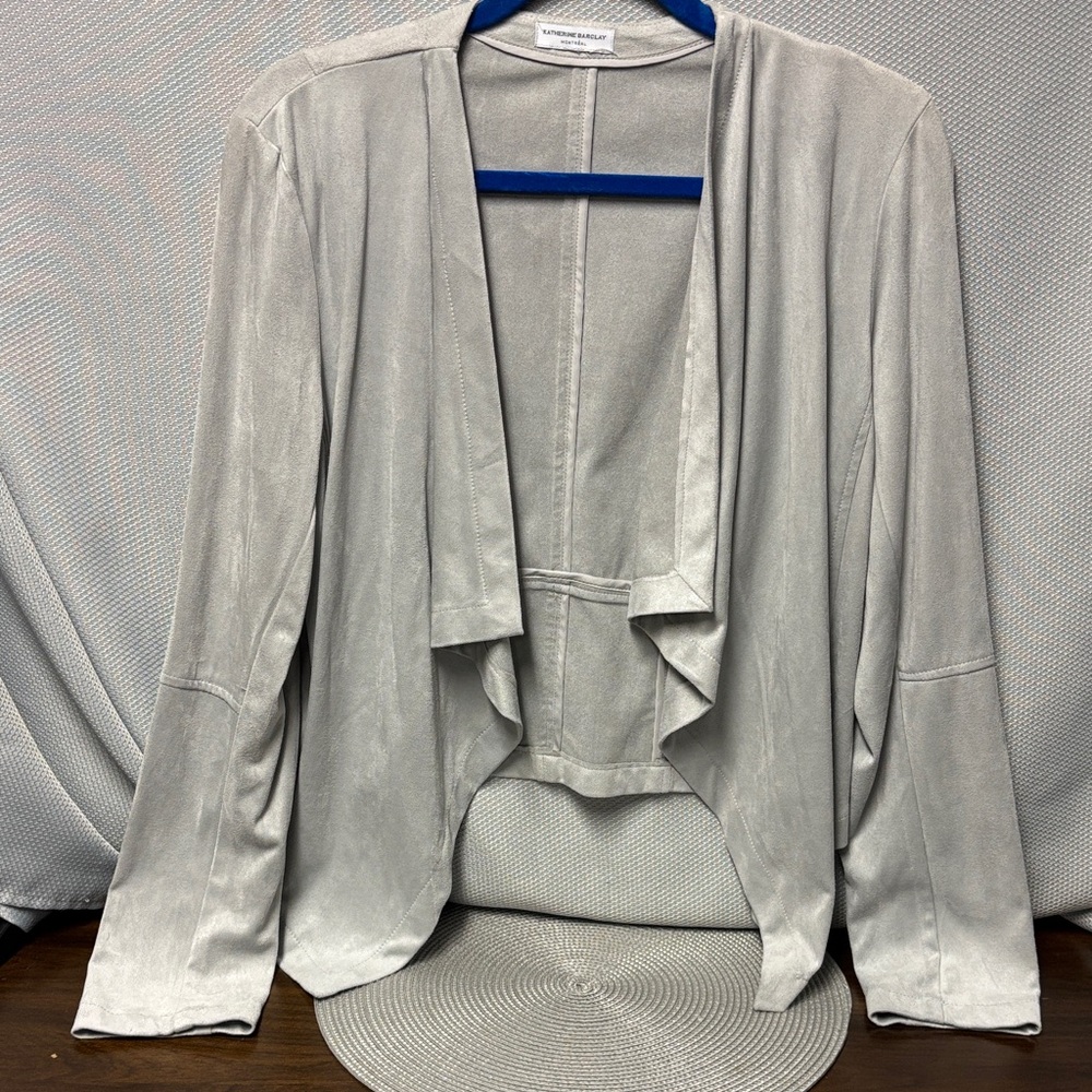 Light Gray Draped Open-Front Jacket